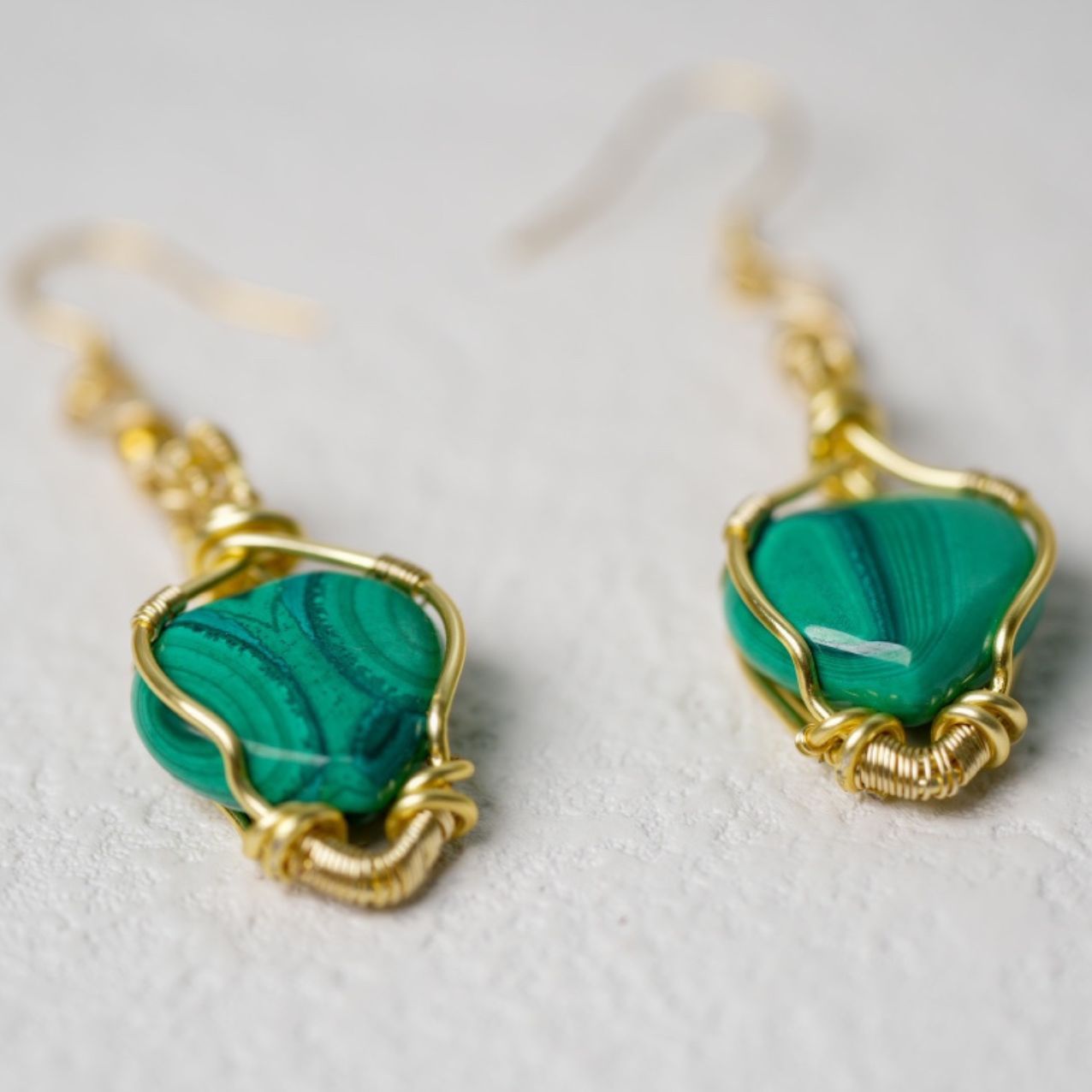 Heart-Shaped Malachite Earrings—Love and Transformation