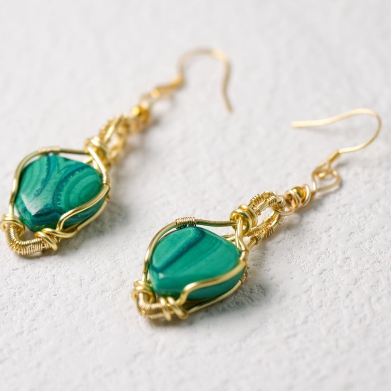 Heart-Shaped Malachite Earrings—Love and Transformation