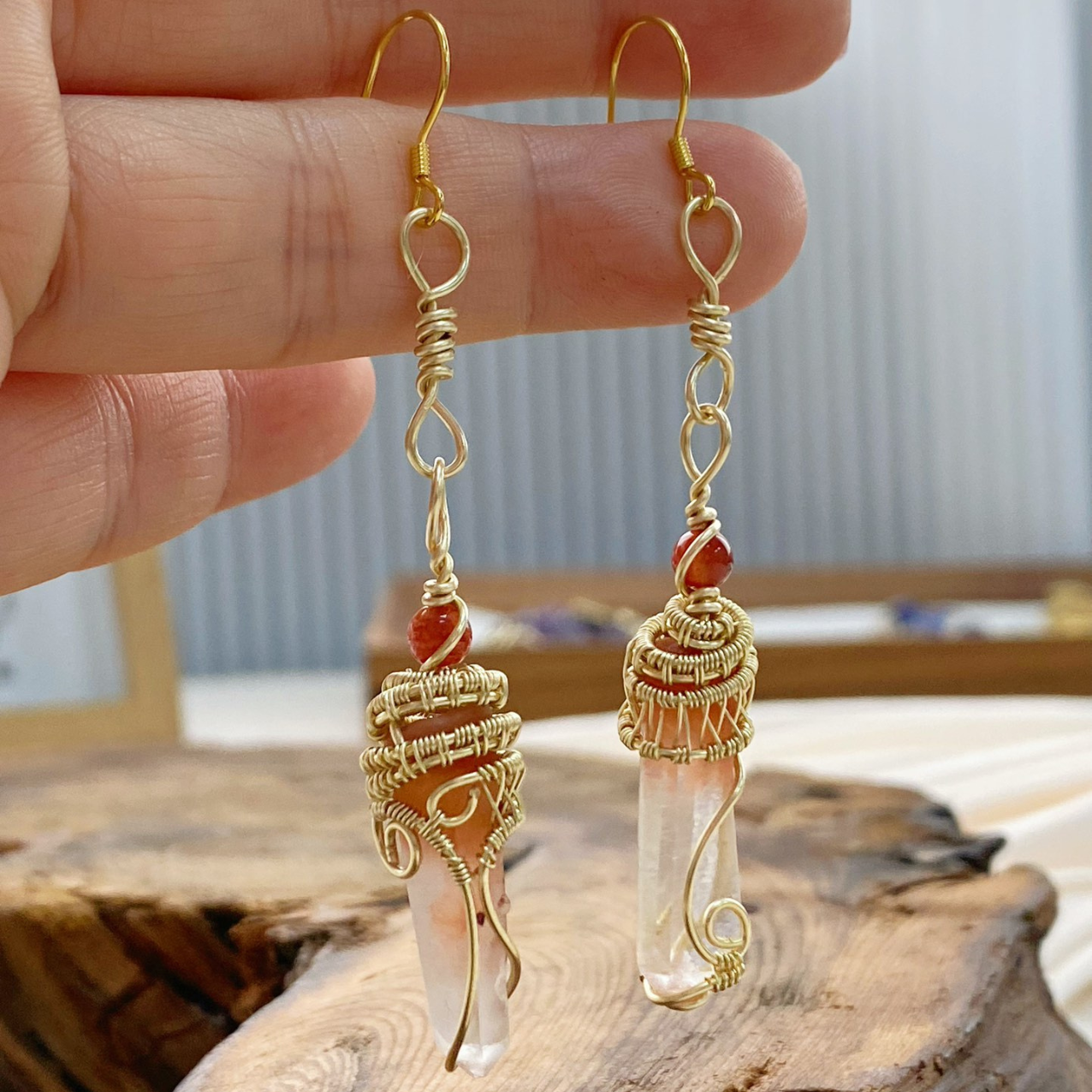 Red Rutilated Quartz Earrings - A Touch of Vitality and Passion