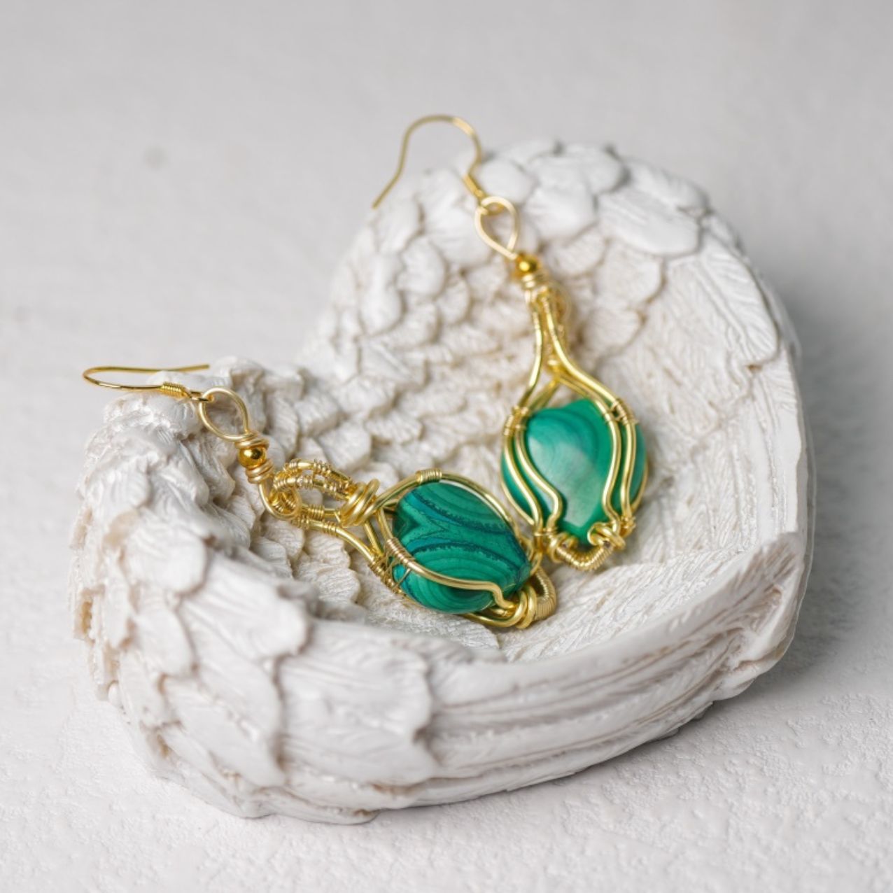 Heart-Shaped Malachite Earrings—Love and Transformation