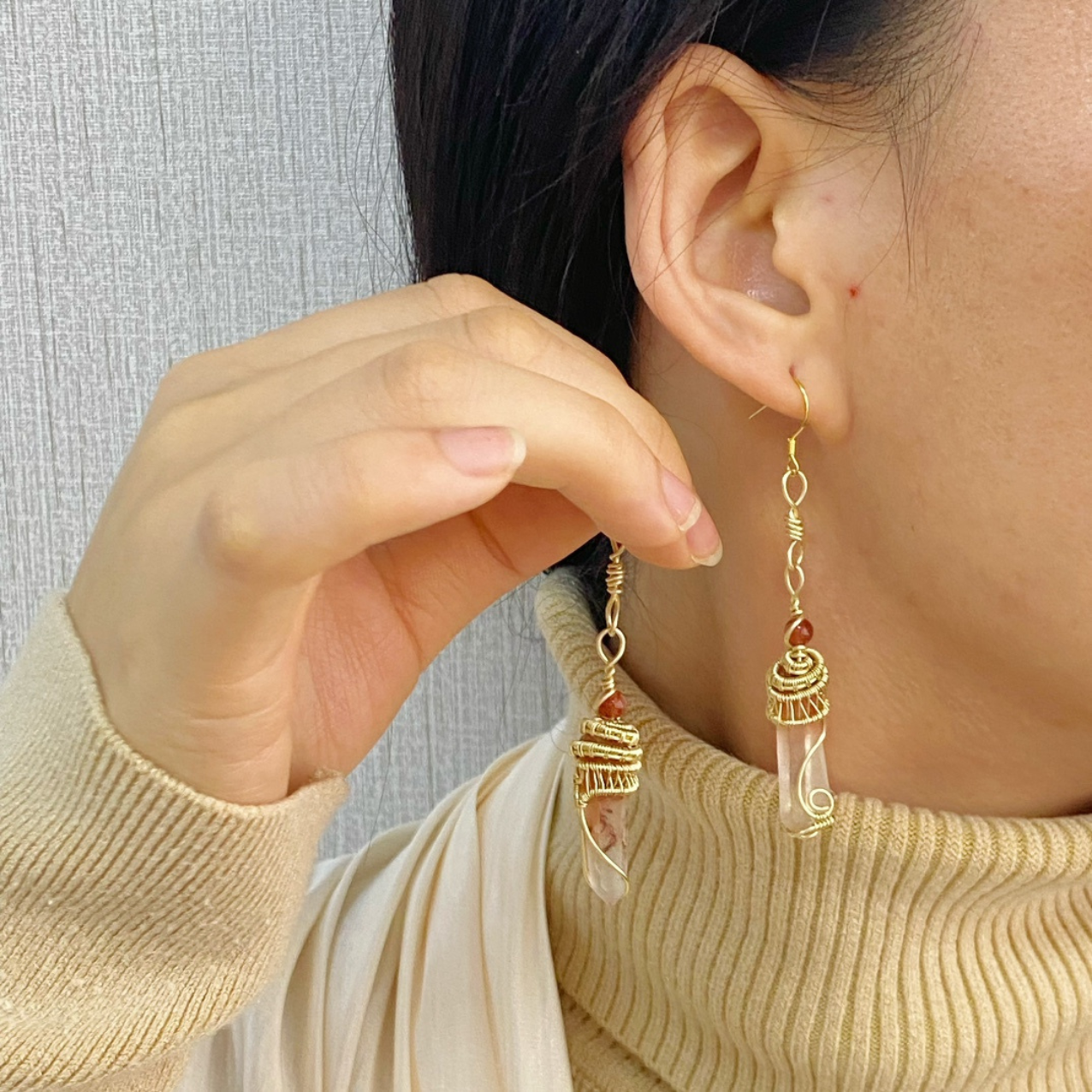 Red Rutilated Quartz Earrings - A Touch of Vitality and Passion