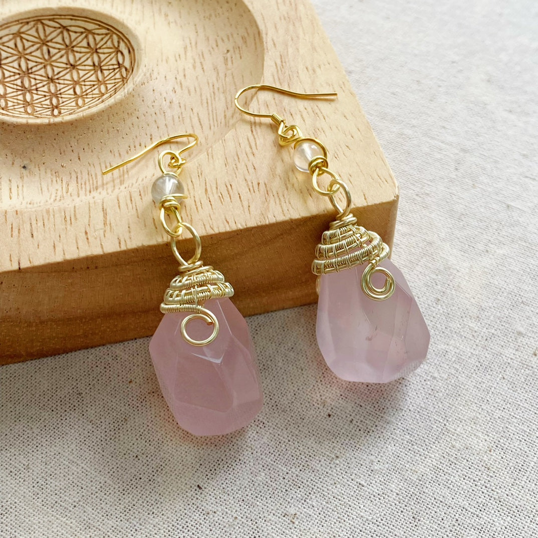 Rose Quartz Earrings - Symbol of Love and Inner Peace