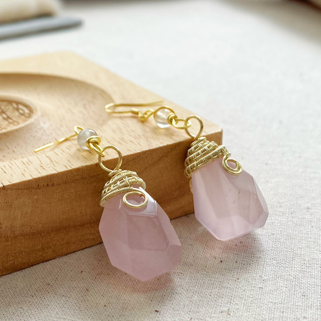 Rose Quartz Earrings - Symbol of Love and Inner Peace