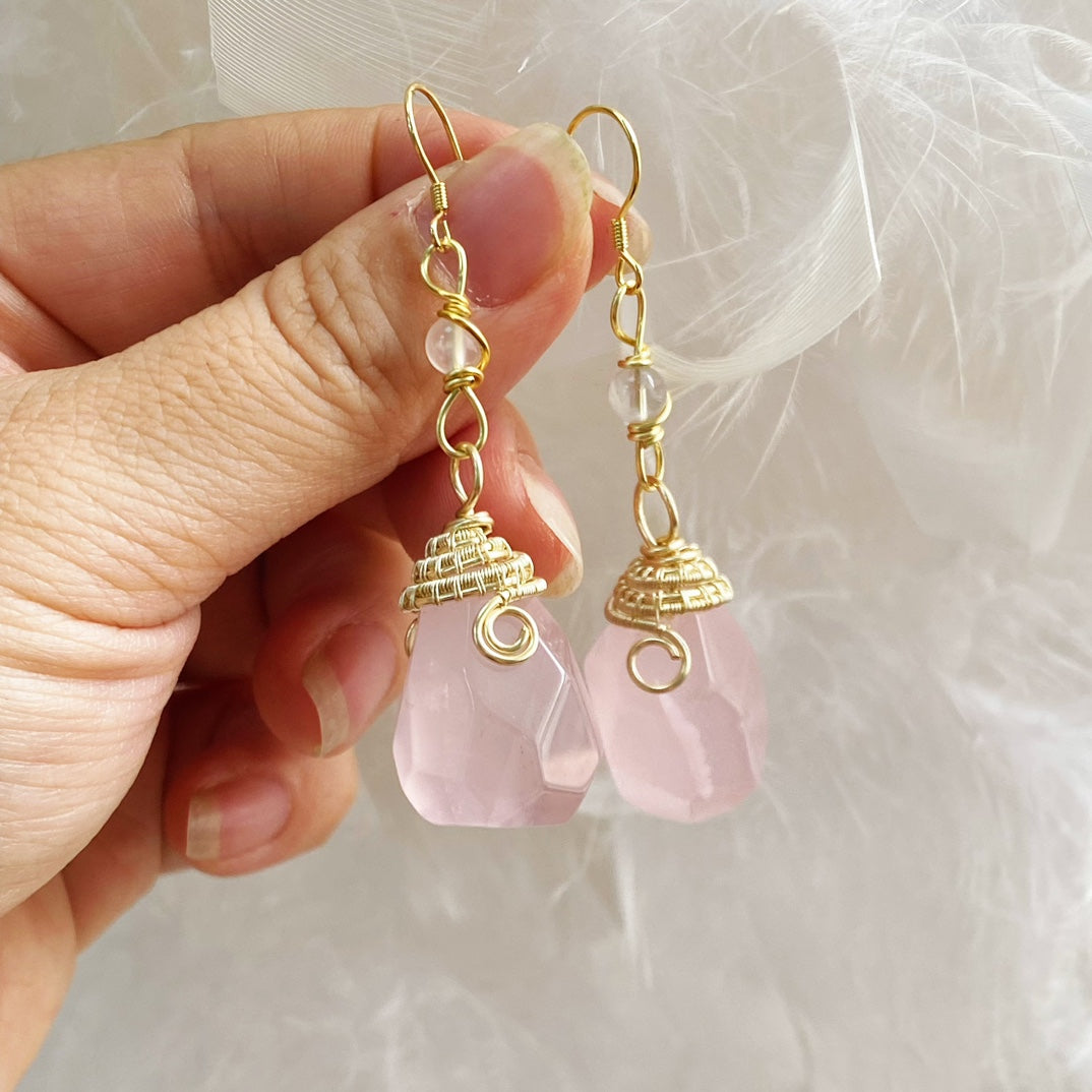 Rose Quartz Earrings - Symbol of Love and Inner Peace