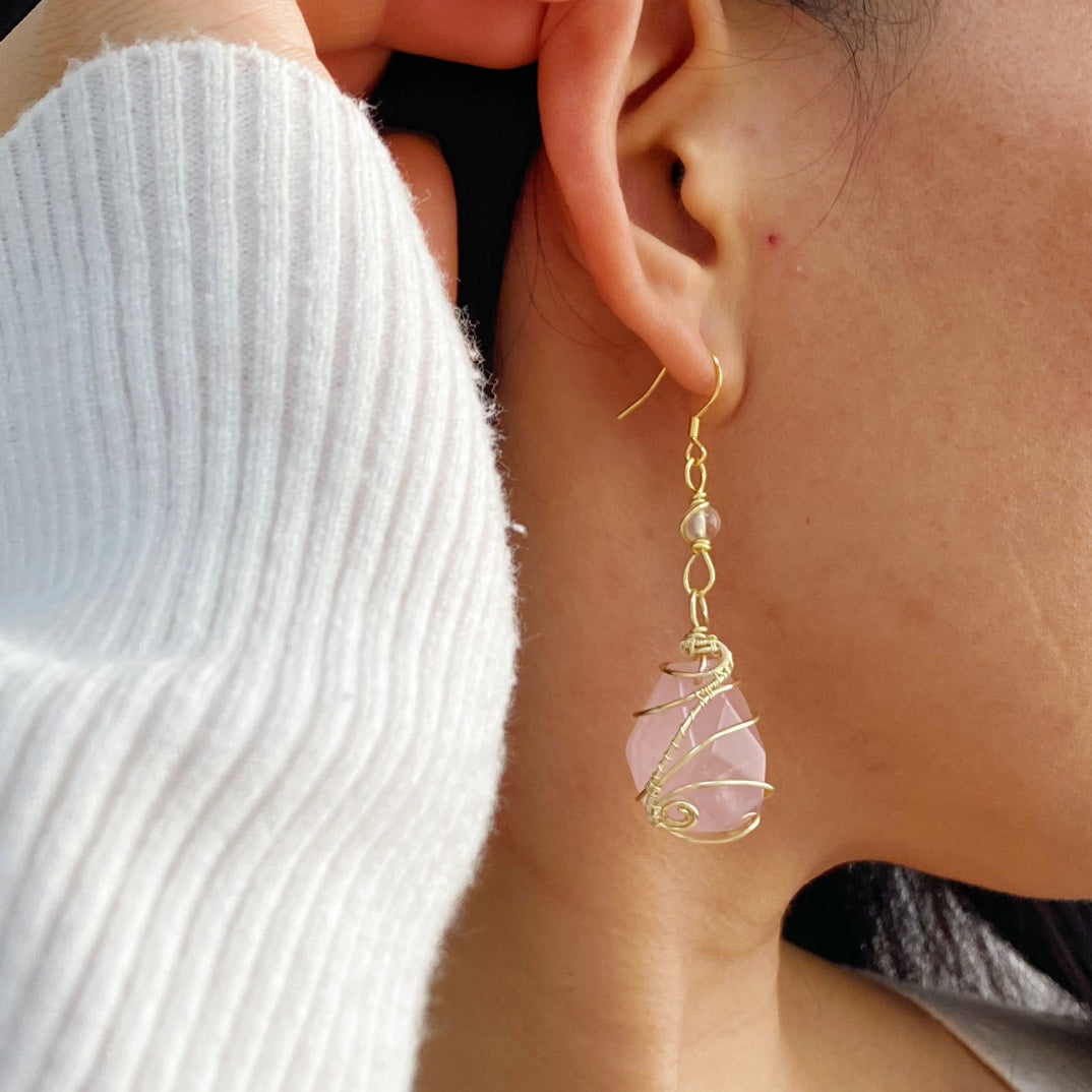 Rose Quartz Earrings - Symbol of Love