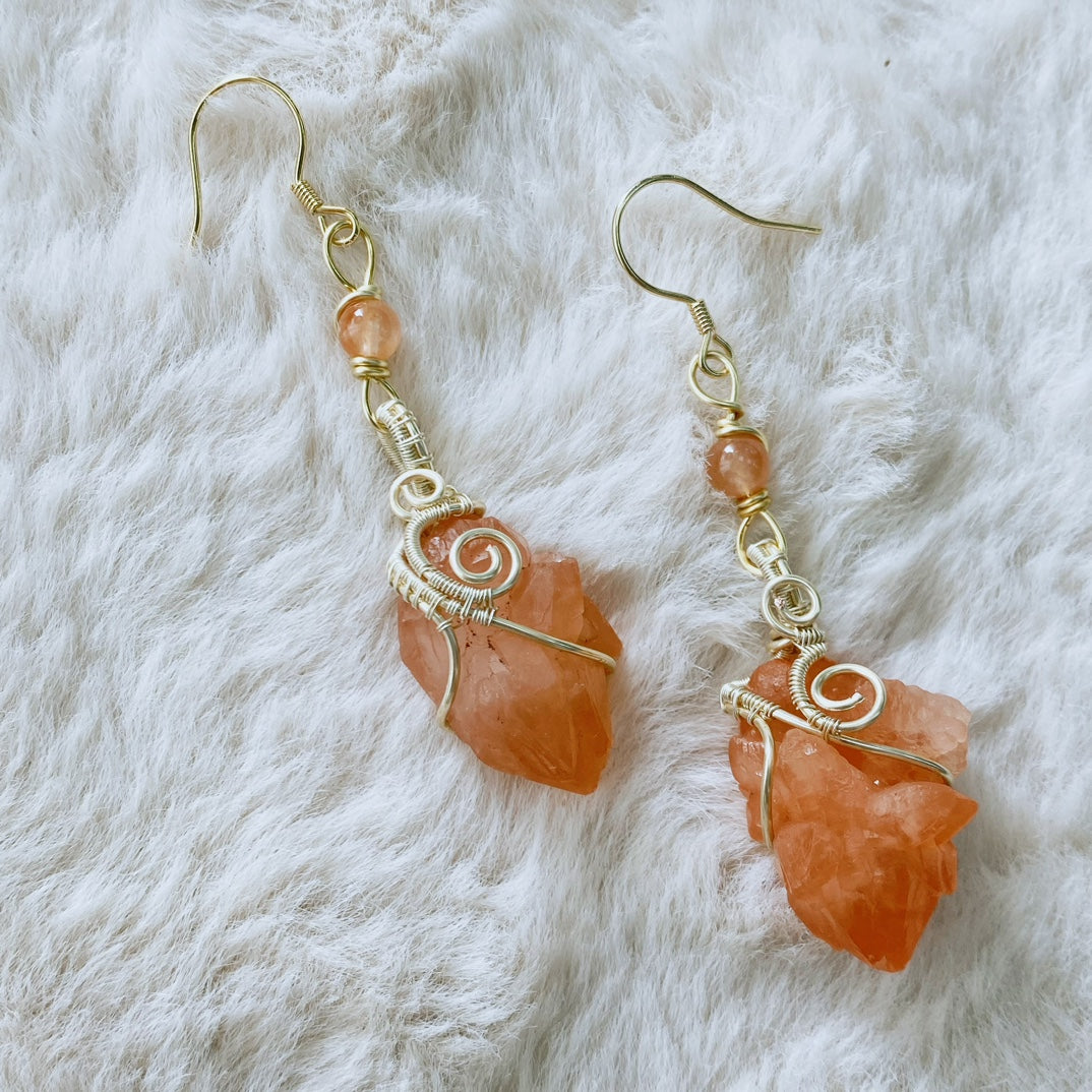 Pink Quartz Flower Earrings - Gentle Beauty and Love